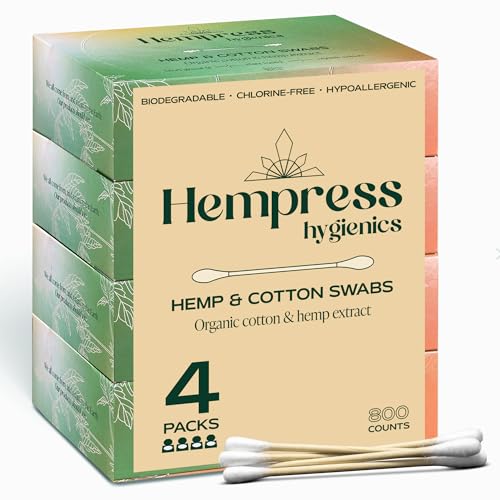 Cotons-tiges bio pour oreilles sans plastique Hempress Hygienics, bâtonnets bambou non toxiques