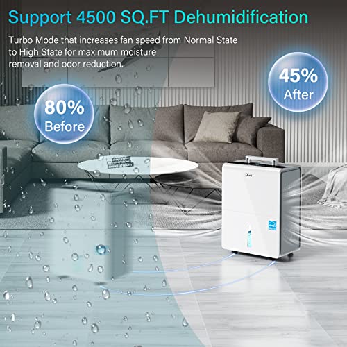Dehumidifiers With Pump / Hose For Basements 50 Pint (70 Pint 2012 Doe)Energy Star Certified Dehumidifiers With Wifi For 4500 Sq Ft Large Room Or Basements, Dehumidifiers For Home With Auto Shut Off, Continuous And Manual Drainage #TOP5