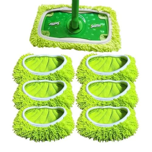 Wzxlj.Y 6 Pack Reusable Mop Pads Refill Compatible with Swiffer Sweeper Mop, Microfiber Wet Mopping Cloths for Floor Cleaning, Ideal for Home Cleaning Washable Floor (Green-6 Pack) Wzxlj.Y 6 Pack Reusable Mop Pads Refill Compatible with Swiffer Sweeper Mop, Microfiber Wet Mopping Cloths for Floor Cleaning, Ideal for Home Cleaning Washable Floor (Green-6 Pack)