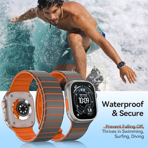 Image of X-it Magnetic Watch Band for Apple Watch Ultra 49mm, 46mm /45mm /44mm, Silicone Sport Strap with Strong Magnet for Men and Women, Compatible with Apple Watch Series 11 /10 /9 /8 /7 /6 /5 /4 /3 /2 /1 and SE