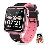 1.54 Zoll HD Touchscreen Kinder Smart Watch Spiel Musik Taschenlampe Kamera Zwei-Wege Anruf SOS Jungen Mädchen Telefon Uhr Geburtstagsgeschenk (Pink)