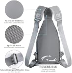 AMJ Sling Bag for Hiking and Outdoor, Crossbody Shoulder Backpack, Travel Chest Bag Daypack for Men & Women (Leather Gray, Large)