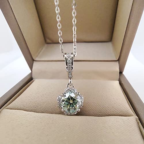 Collier Argent avec Moissanite Bleue 1CT, Idée Cadeau de Mariage