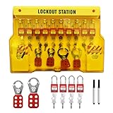 HiLKCO Lockout Tagout Station with Lockable Cover,Lock Out Tag Out Kits Electrical Storage Panel Set Industrial Grade with 1 Loto Station Board,14 Padlocks, 6 Lockout Hasps, 40 Tags,40 Ties,2 Pens