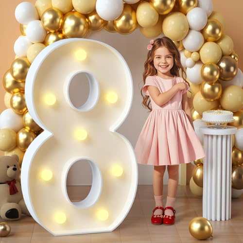 Chiffres lumineux en mosaïque 91 cm numéro 8 pour décoration de fête