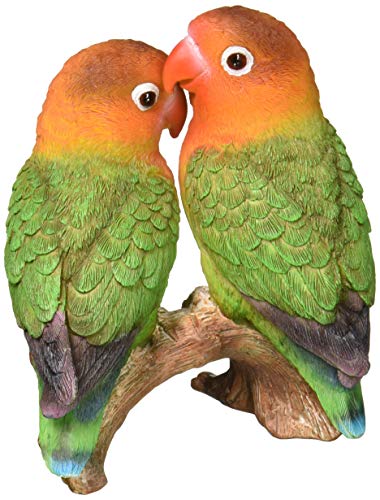 Estatua de loros en rama naranja miniatura 3