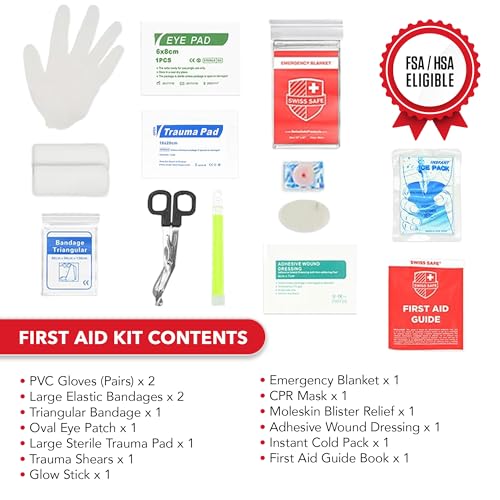 Swiss Safe 2-in-1 First Aid Kit for Car, Travel & Home, Businesses - Bonus Mini Kit for Medical Emergency Aid, Survival, Camping - FSA & HSA Eligible - 348 Pcs, Large Hardcase FAK - Image 4