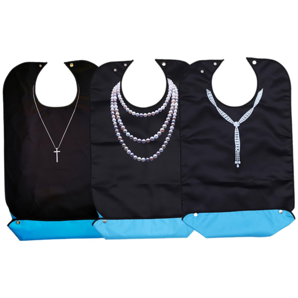 3 Stück-pack Wiederverwendbare und Waschbare Lätzchen für Senioren mit Strapazierfähiger Polyester Essschutz für Erwachsene im Haushalt