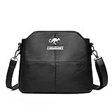 CHENXIAOHONG Bolsa Feminina Transversal de Couro, Bolsa Tiracolo Média ou Pequena, Estilo Carteiro, Bolsa de Lado Feminina Elegante, Bolsas Femininas de Mão e Ombro Casuais (Preto)