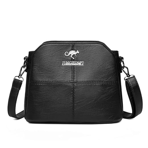CHENXIAOHONG Bolsa Feminina Transversal de Couro, Bolsa Tiracolo Média ou Pequena, Estilo Carteiro, Bolsa de Lado Feminina Elegante, Bolsas Femininas de Mão e Ombro Casuais (Preto)