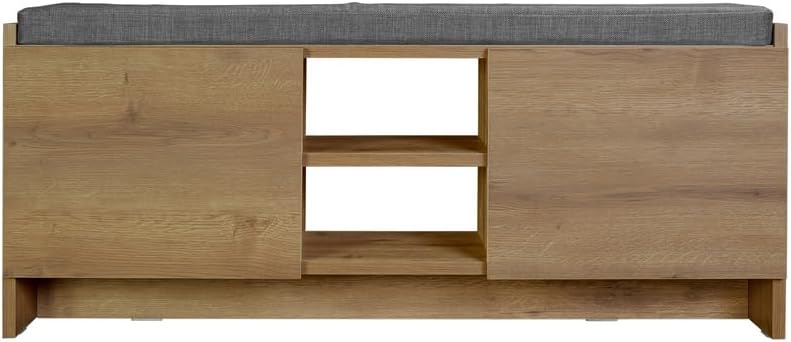 Niche Shoe Storage Cabinet with Shelves and Bench - Rustic Walnut