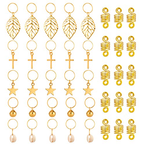 Suhome 40 Pieces Hair Jewelry for Braids, Including 25 PCS Decoration Pendants for Hair Accessory+ 15 PCS Aluminum Twisted Braid Spring