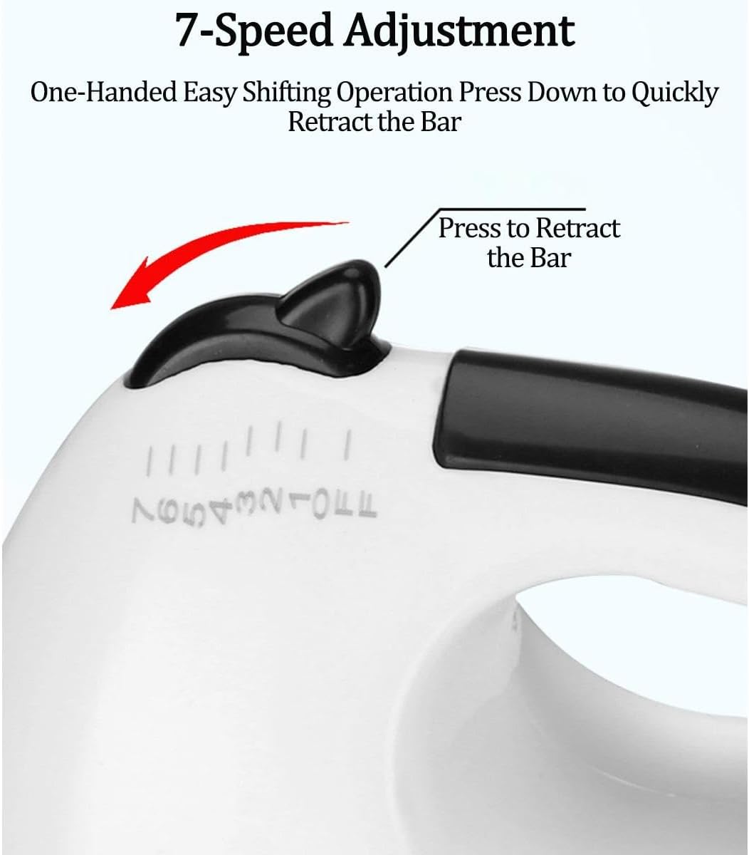 Handmixer Electric Handheld with Accessories Whisk,7 Speed for Whipping Mixing Cookies Cakes Eggs Dough