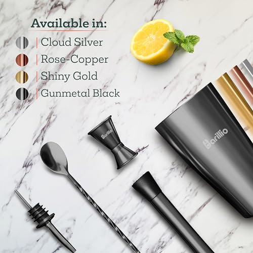 (Black) - Black Boston Shaker Cocktail Shaker Set Professional Bartender Kit with Weighted Martini M