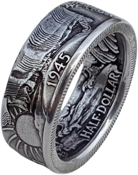 LRGKMCWTOB 925 Sterling Silver Vintage Morgan Dollar Coin Ring - ...