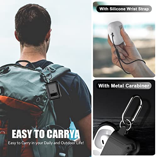 Case For Airpods Pro 2Nd Generation 2022 With Secure Lock Clip, Carbon Fiber Tpu+Pc Silicone Airpod Pro 2 Case For Men Women, Shockproof Protective Cover For Airpods Pro 2Nd Generation(2022), Black #TOP4