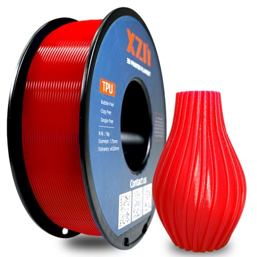 Image of 95A TPU Filament 1.75mm, Soft Flexible Consumables for 3D Printer, Dimensional Accuracy + /- 0.03 mm,1KG (2.2lbs) Spool (Red)