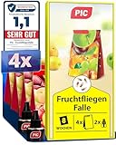 PIC Fruchtfliegenfalle für Küche– 4X Fliegenfalle + 2X Lockstoff auf Essig-Basis – Effektive Obstfliegenfalle küche gegen fruchtfliegen – dezentes...