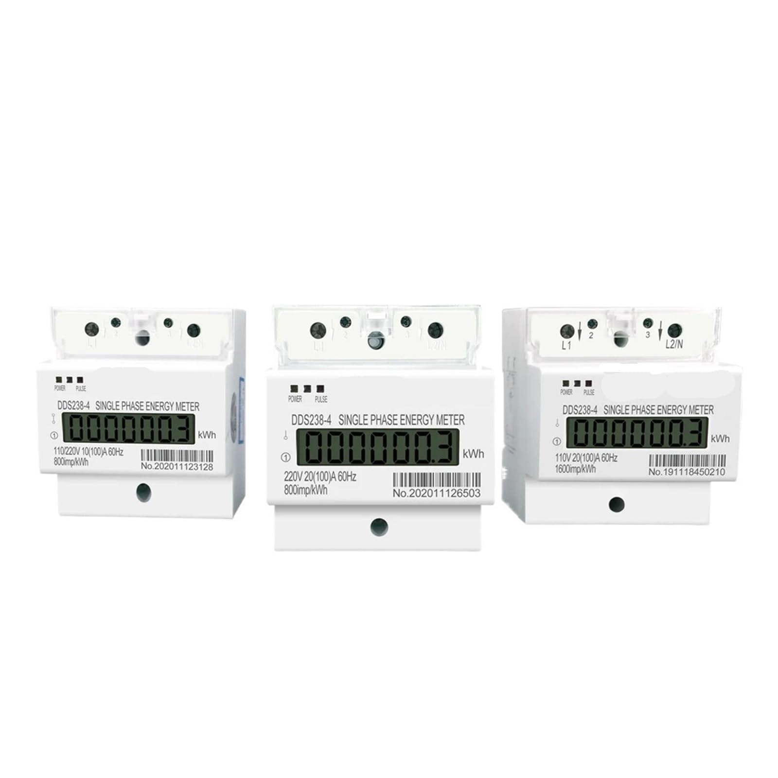 Licznik energii 100A 110V 220V 50-60HZ jednofazowy 2-przewodowy 3-przewodowy na szynę Din kWh watogodzina licznik energii(L L 220v 60hz)