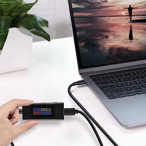 Image of XMSJSIY USB C Voltage Tester Meter Type C Voltage and Current Tester Meter, Power Bank Capacity 4-30V 0-6.5A 195W Digital Multimeter Type C USB Charger with Color LCD Display- 1Pcs
