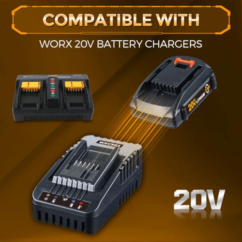 GROWFEAT 2Pack WA3520 4.0Ah Replacement for WORX 20V Battery Compatible with WORX Battery WA3525 WA3575 WA3669 WG155s WG251s WG540s WG545s WG890 20V Max Lithium Cordless Power Tools by GROWFEAT - Used condition - Image 4