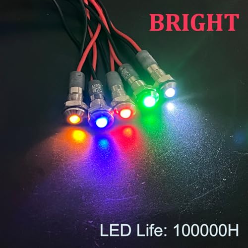 Luz LED Indicadora Azul 12-24V 6mm Cabeza Elevada 5 Pcs miniatura 4