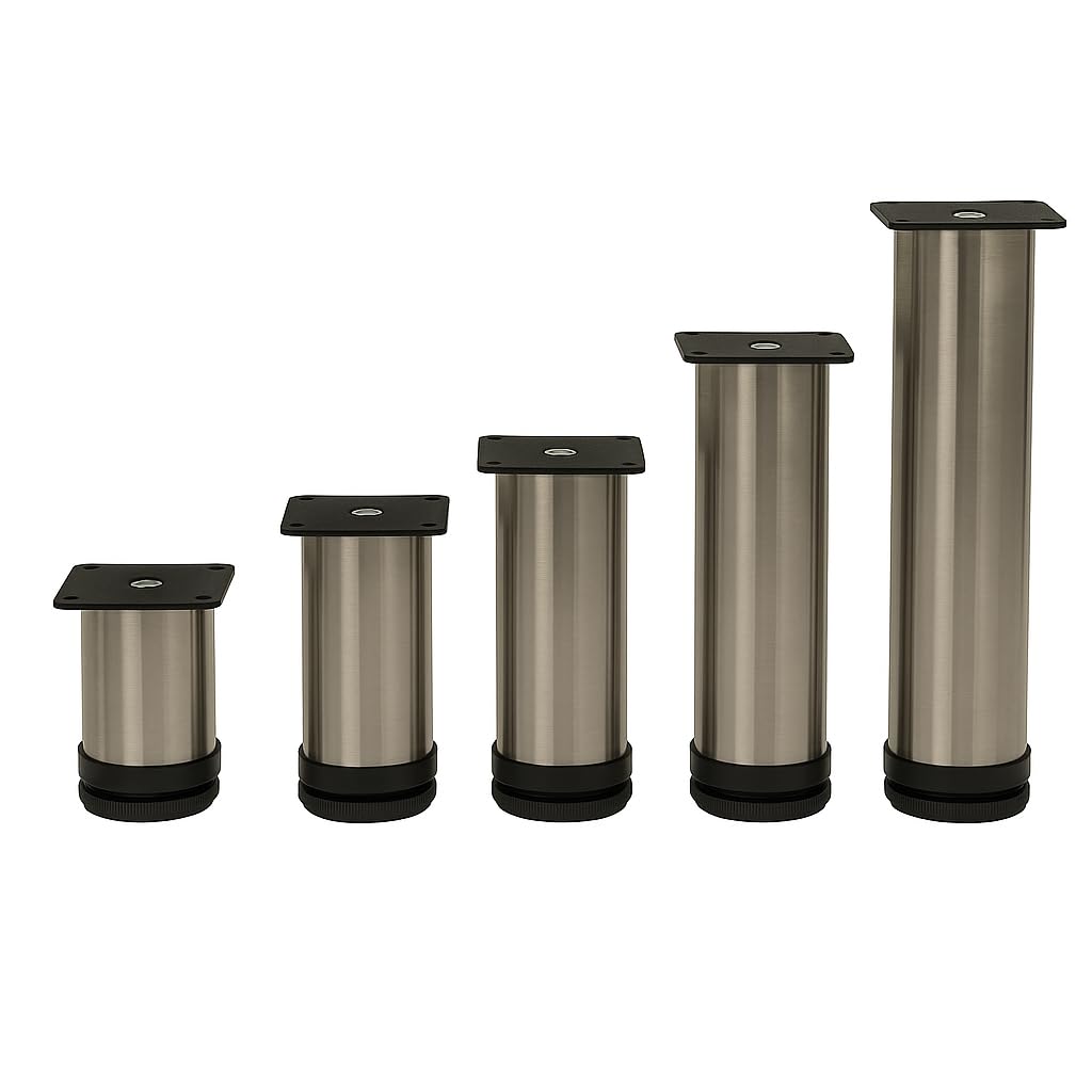 4 piedini per mobili regolabili, in acciaio inox spazzolato, versatili, per mobili, mobiletti, armadi, tavoli, diverse misure, 200 mm