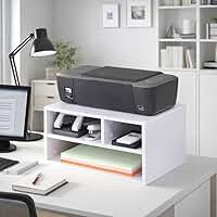 Suporte para Impressora Branco com Compartimentos, Organizador de Mesa para Escritório