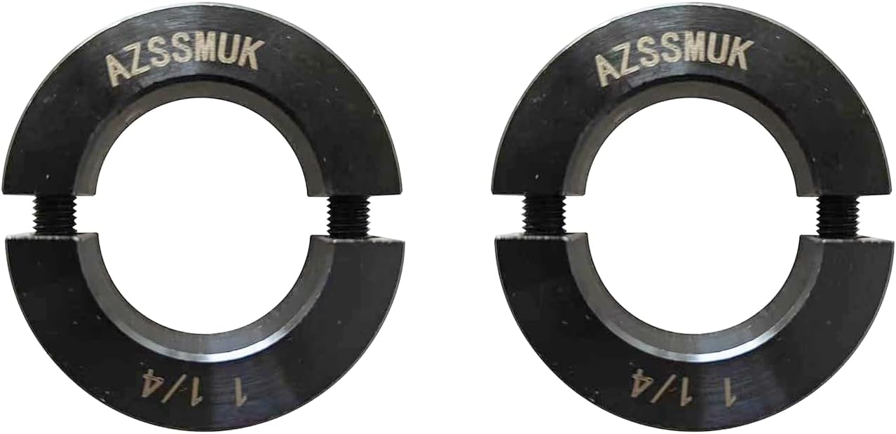 Shaft Collar Bore 1-1/4'' Double Split Black Oxide Set Screw Durable Shaft Collars Suitable for Machinery and Industrial Use 2 Pieces