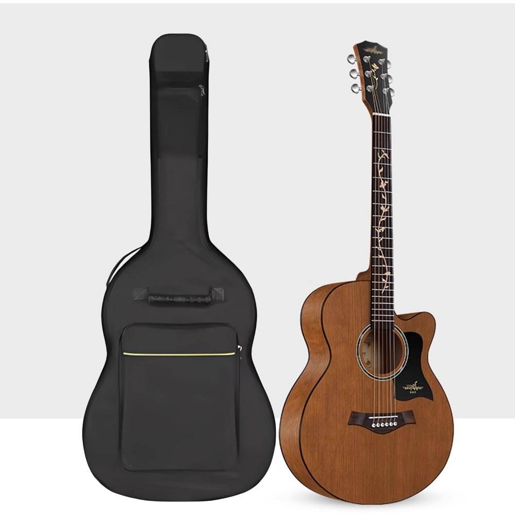 Gitara akustyczna dla początkujących, pełnowymiarowy zestaw startowy All Wood Cutaway z torbą koncertową, strunami, paskiem, tunerem i kostkami