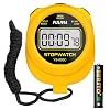 Stopwatch Timer with Countdown, Simple Operation Digital Stop Watch for Sports, Countdown-Alarm Button-Sound, AAA Battery Included (Yellow)