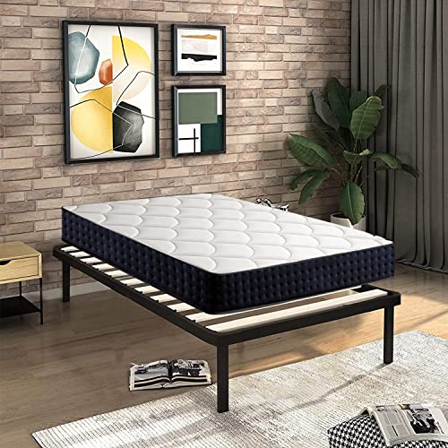 IZTOSS Lit 90x190 avec Sommier et Matelas - Matelas 90x190x17 Mémoire de Forme - Sommier 90x190 avec Pieds (Ensemble Matelas et Sommier 90x190 cm) Vert L-CD-7