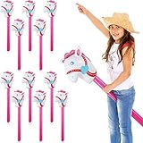 12 Pieces Inflatable Stick Horse for kids Horsehead Stick Balloon Cute Horse Sticks Inflatable Horse Cowgirl Party Decorations for Horse Themed Birthday Party Baby Shower, 37 Inches (Cute Style)
