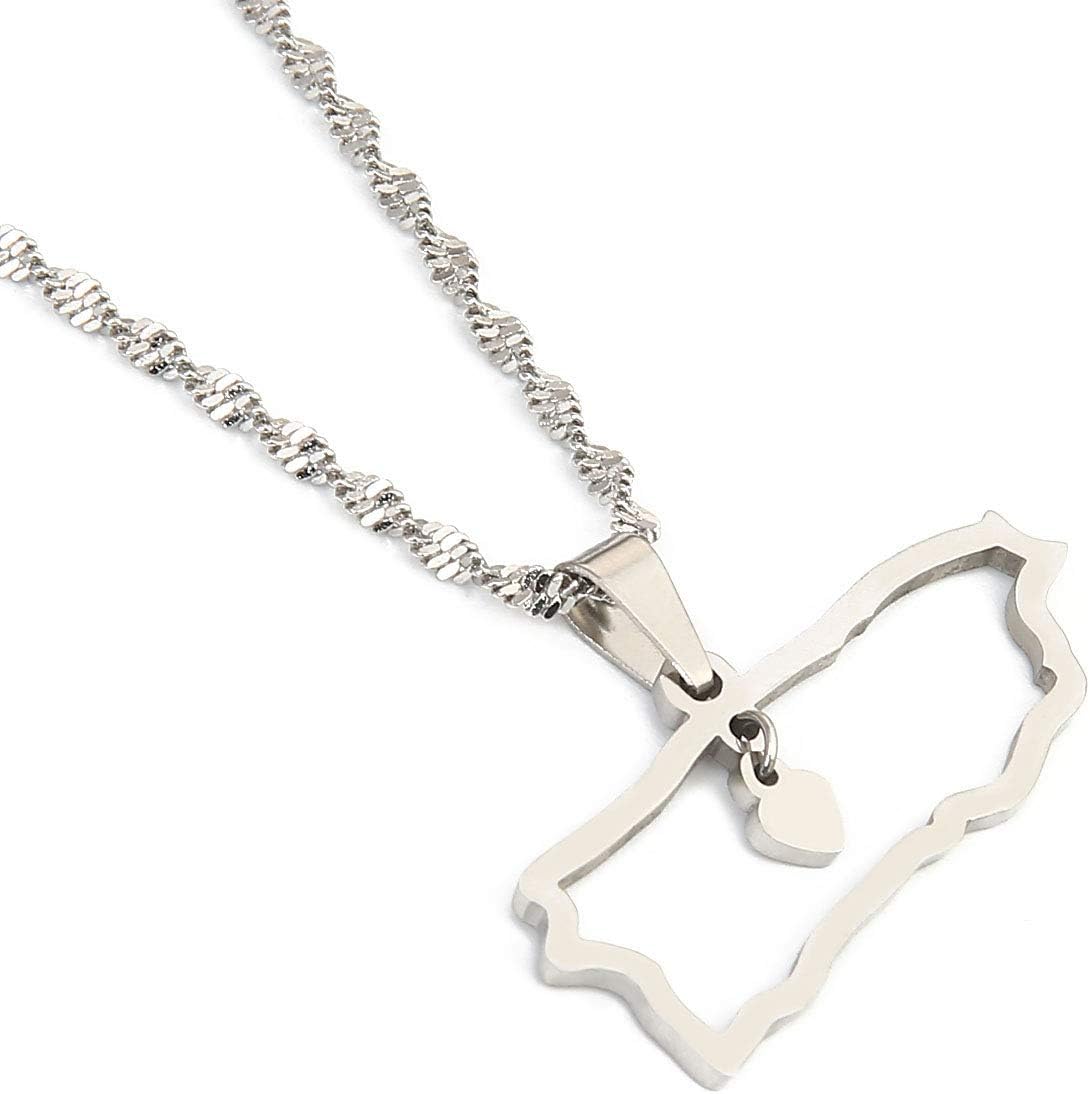 Stainless Steel Puerto Rico Map Pendant Necklaces Puerto Ricans Map Jewelry