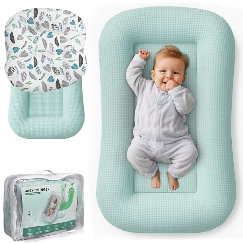 azopesy Baby Lounger for Newborn - Infant Lounger 0-24 Months with Lounger Cover, Adjustable Baby Nest Lounger, Breathable Fabric & 3D Support Newborn Lounger, Portable Newborn Essentials, Blue