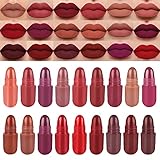 18PCS Mini Capsule Pills Lipstick Set,Matte Lip Stain Long Lasting Waterproof Lip Gloss Kit,Pill Shaped Lipstick,Lip Balm Suit for Women Girls
