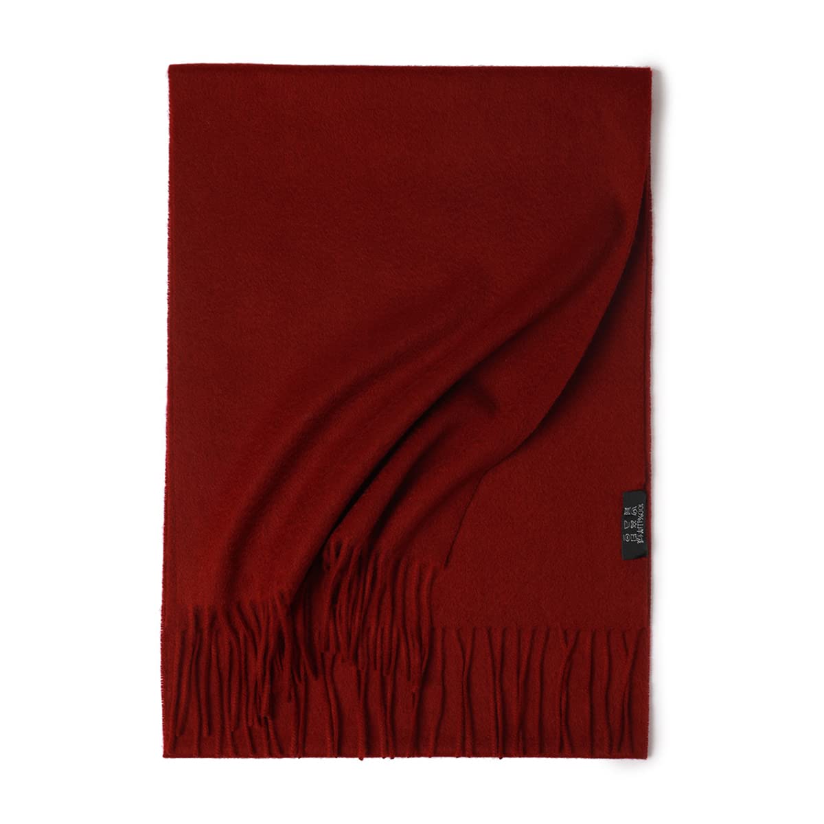 YUONNY 100% Cachemira Bufanda Larga con Flecos para Hombre Mujer, Super Suave Cálido Pañuelo Borla, Unisex Otoño Inverno Bufanda Elegante de Color Sólido para Amantes, Regalo Invierno Burgundy F