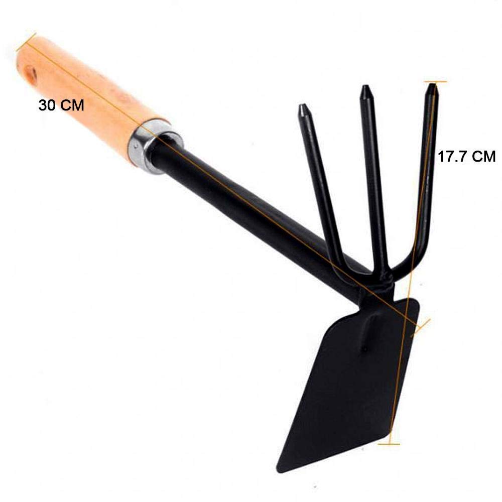 Garth Gardening Carbon Steel Dual Head Garden Digging Hoe and Cultivator with Wooden Handle | Duel Head Garden Tool for Multipurpose - Image 3 thumbnail