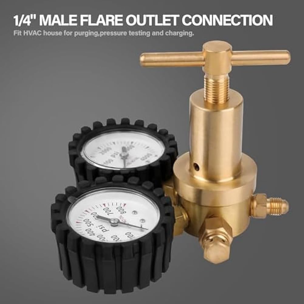 Regulator azotu z ciśnieniem dostawy 0-800 PSI, wąż CGA580 przyłącze wlotowe i męskie przyłącze wylotowe 1/4