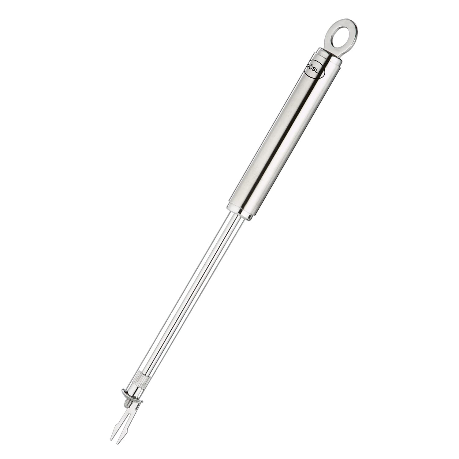 RÖSLE Käseschneider, hochwertiger Drahtschneider mit Gabel für Schnittkäse, Edamer, Gouda und Tilsiter, Edelstahl 18/10, 25,2 x 2,1 x 1,9 cm, Silber