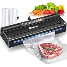 Precision Food Vacuum Sealer Machine, Powerful Automatic vacuum sealer for food Preservation Saver, Easy to Use, One-Touch Operation Food Vacuum Sealing Machine, Built-in Cutter & Hose, 2 Bags Rolls