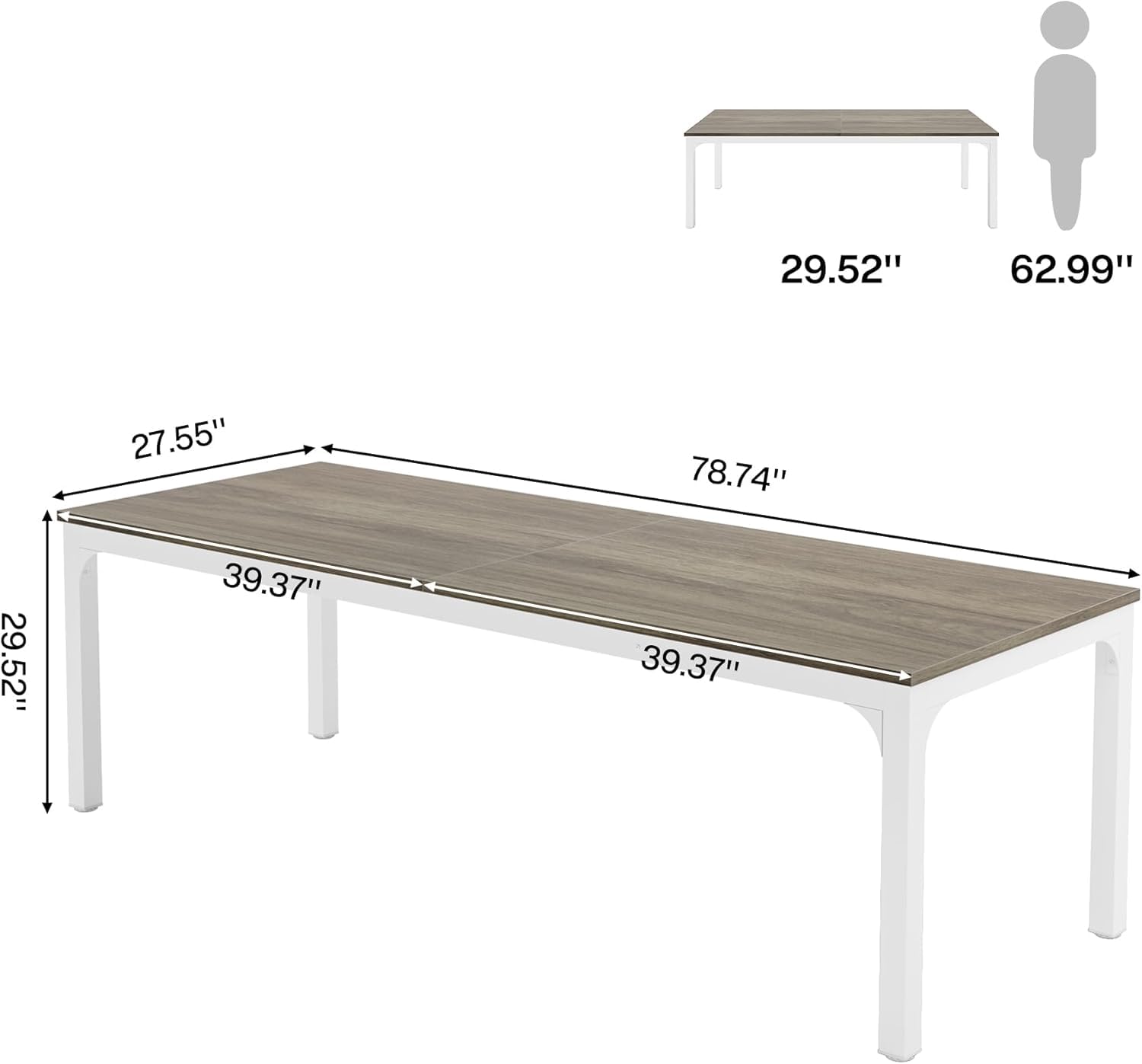 Lailang 200cm Scrivania, Workstation Per Due Persone, Scrivania In Legno Rovere, Tavolo Ufficio Riunioni, Scrittoio Pc Gaming, Scrivania Bianca Lunga, 200 x 70 x 75 cm, Rovere Bianco