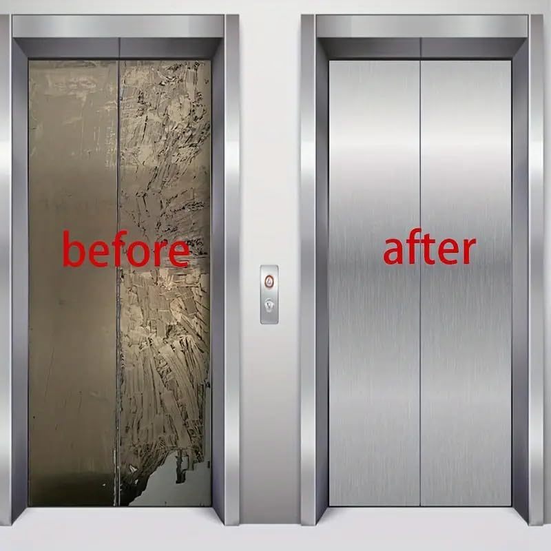 Image of SIA VENDORS Self-Adhesive Stainless Steel Brushed Wall Sticker, Silver Metal Wallpaper Waterproof and Moisture Resistant for Refrigerator, Elevator Doors, Kitchen Cabinets Renovation,2 ft x 6 ft