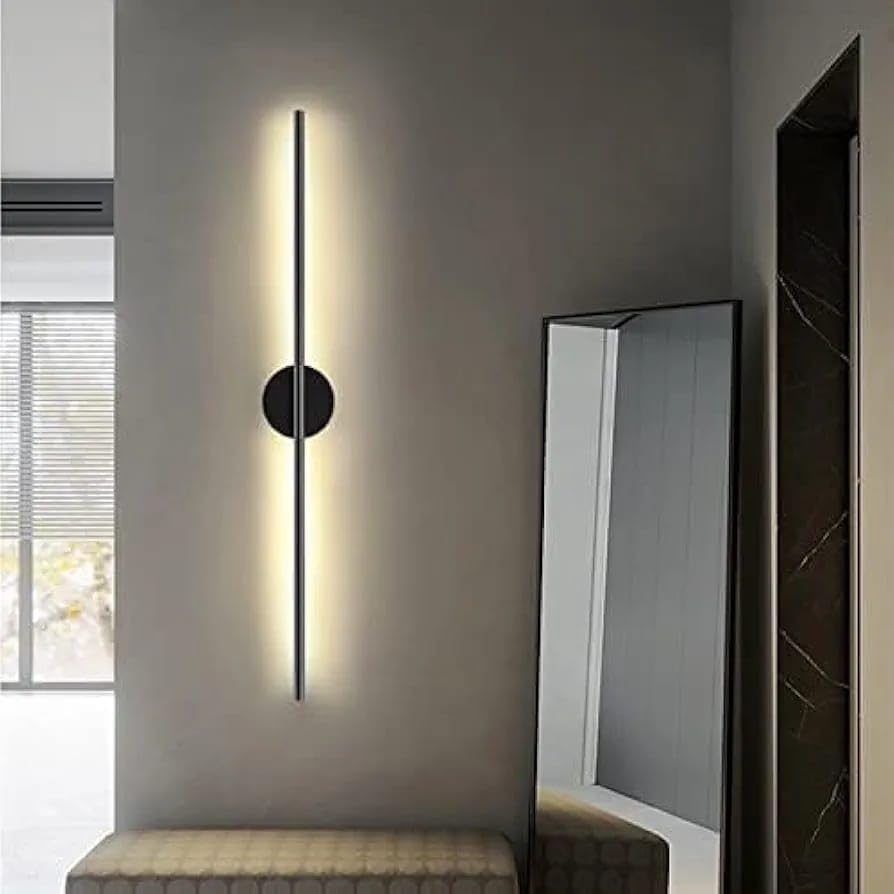 Image of Glowave Modern 600mm LED Long Tube Center Base Wall Light - Tricolour | White, Warm White, Natural White | (Black)