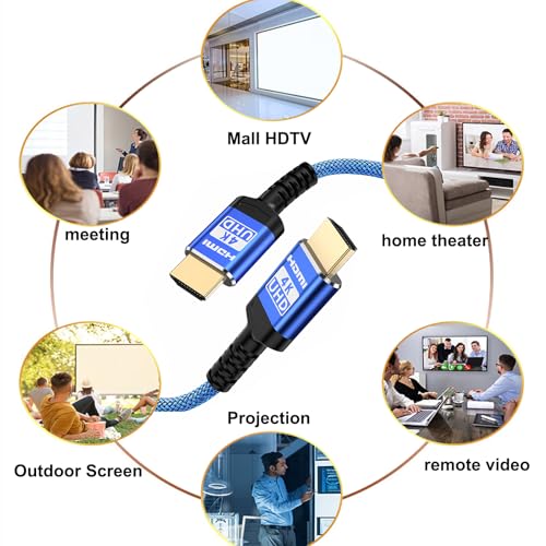 Image of 4K HDMI Cable 50FT, High Speed HDMI 18Gbps 2.0 Braided Cord,4K@60HZ,3D,ARC,HDCP 2.2,HDR,CEC,Gold Plated Connector Ethernet Audio Video Return for HDTV /PS4 /3 /Xbox /Monitor /Projector ect