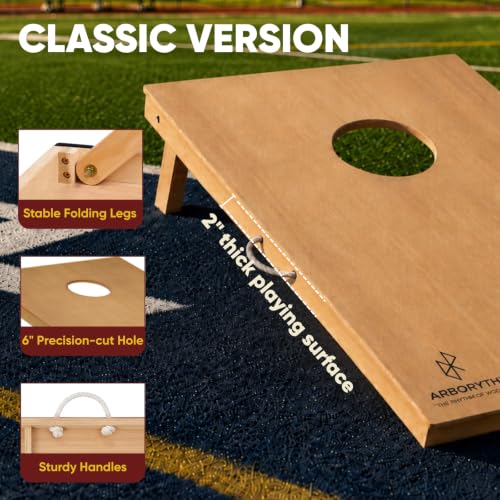 Image of Cornhole Board Set for Adults, Premium Wooden Bean Bag Toss Game with 8 All-Weather Bean Bags, Integrated Bean Bag Storage, Foldable Legs Outdoor Game
