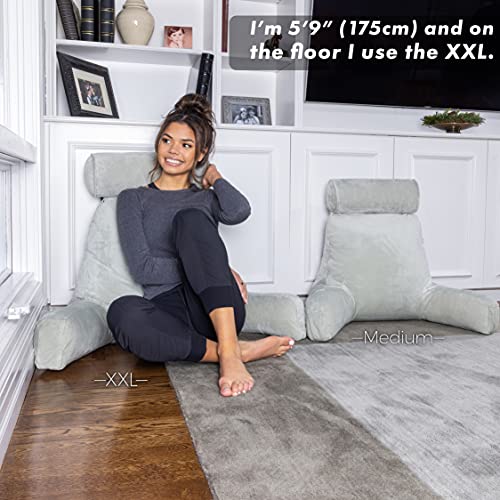 Husband Pillow Xxl Desert Sage Backrest With Arms - Adult Reading Pillow Shredded Memory Foam, Ultra-Comfy Removable Microplush Cover & Detachable Neck Roll, Unmatched Support Bed Rest Sit Up Pillow #TOP4