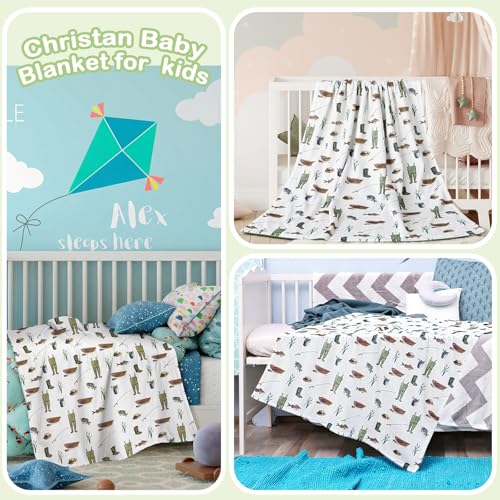 Image of HunnmingRe Baby Blanket for Boys Fishing Blankets for Newborn Double Layer Toddler Registry Nursery Must Have, 30 x 40 Inch Soft Muslin Cotton Front Dotted Fleece Backing