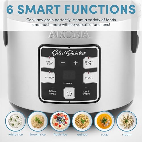 Aroma Housewares Select Stainless Digital Rice and Grain Multicooker, 4 Cup Uncooked, ARC-914SBDS - Image 5