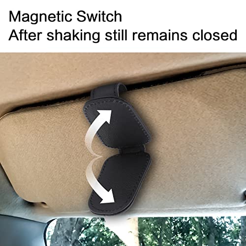 TIESOME Sonnenbrillenhalter für Auto Sonnenblende magnetischer Leder Brillenhalter Clip für Auto Sonnenblende universelles Auto Visier Zubehör magnetische Brillenhalterung (Schwarz)